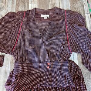 Vintage 70s 80s Jackie Bernard Eklektic Long Sleeves Maxi Dress Mod Twee Size 10